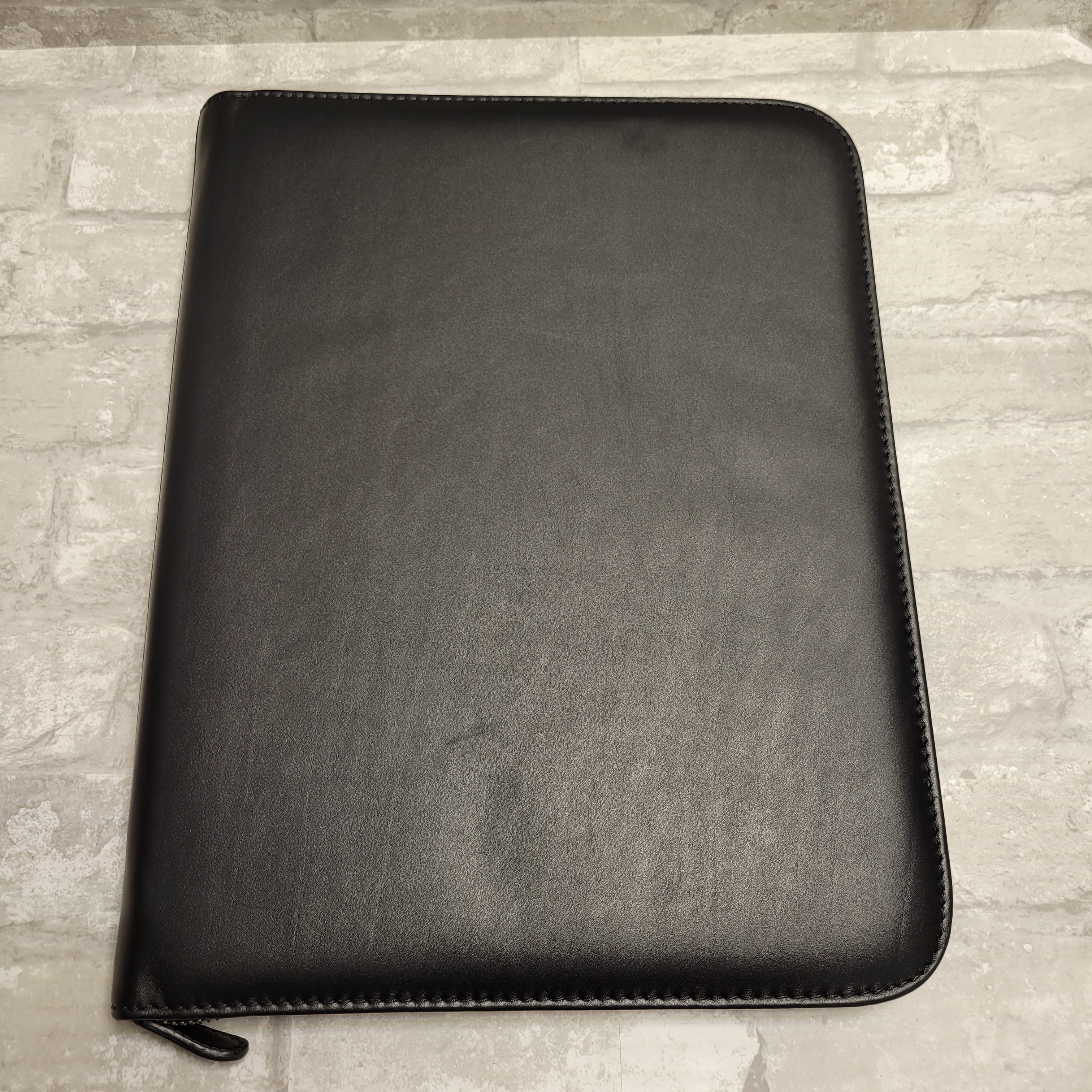 Maruse Personalized Italian Leather Executive Padfolio with Zip Closure, Black (8067655991534)